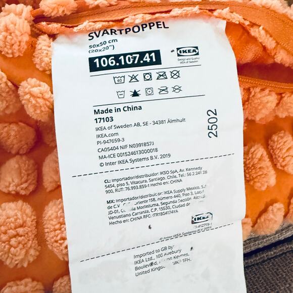 IKEA SVARTPOPPEL Light Orange Pillow Cover 20" x 20" - Picture 3 of 3